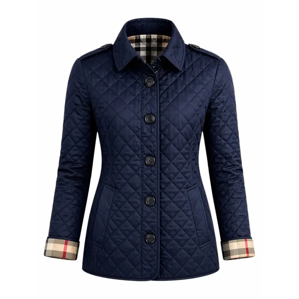 Burberry Ashurst Diamond Quilted Jacket Check Lining Dark Blue Size XS - Picture 2 of 14